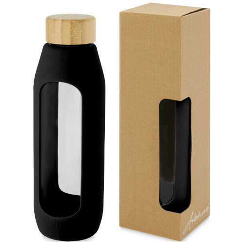 Botella de vidrio borosilicato con agarre de silicona de 600 ml