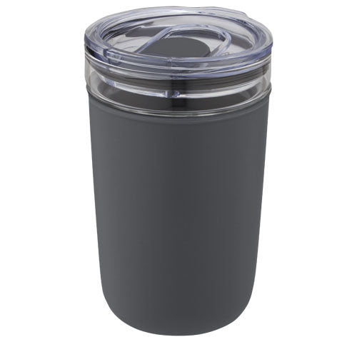 Vaso de vidrio de 420 ml con pared exterior de plástico reciclado