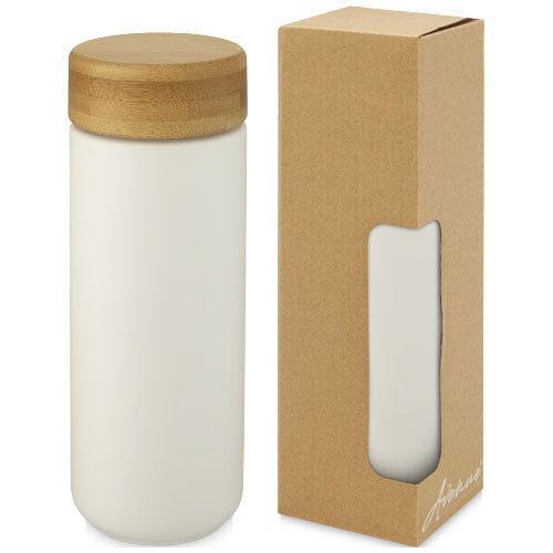 Vaso de cerámica de 300 ml con tapa de bambú