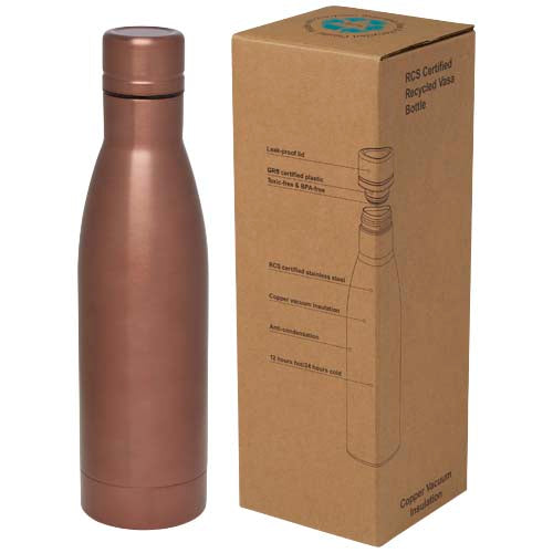 Bidón con aislamiento al vacío de 500 ml de cobre de acero inoxidable reciclado con certificación RCS