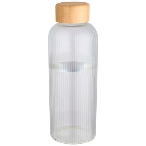 Botella de 650 ml de vidrio borosilicato de pared simple con tapa de bambú