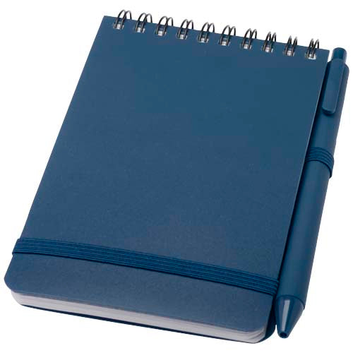 Libreta de tapa dura A6 de plástico procedente del océano con bolígrafo (tinta negra)