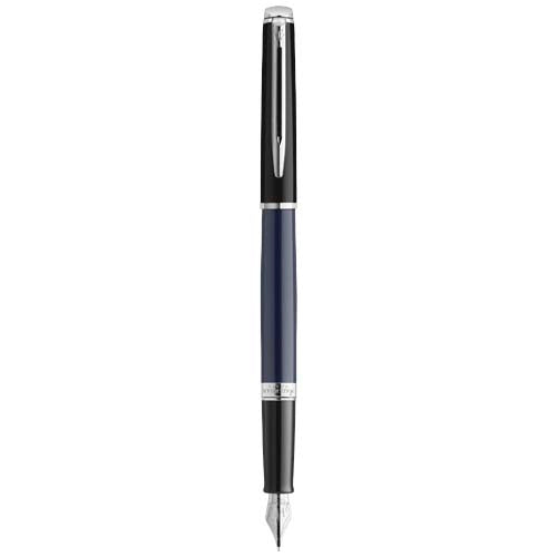 Pluma con bloques de color y ribete plateado (tinta azul)