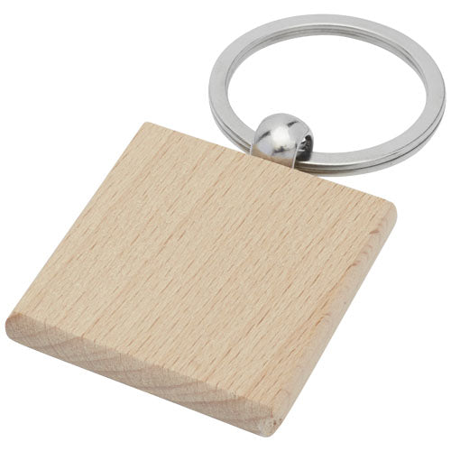 Llavero cuadrado de madera de haya