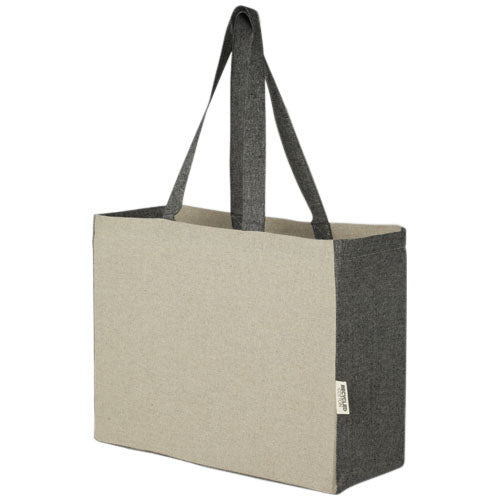 Bolsa Tote de algodón reciclado con fondo ancho de 190 g/m² con laterales en contraste de 18 l "Pheebs"