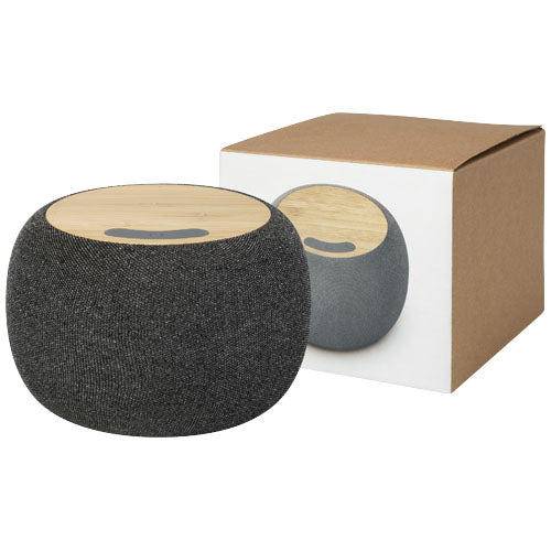 Altavoz de bambú/RPET Bluetooth® y base de carga inalámbrica