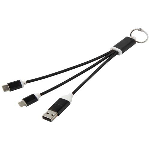 Cable de carga 4 en 1 de aluminio reciclado con llavero