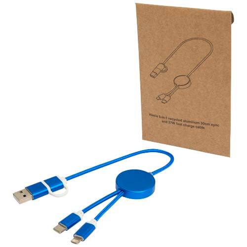 Cable 5 en 1 de aluminio y plástico reciclado de 30 cm para sincronización de datos y carga rápida de 27 W