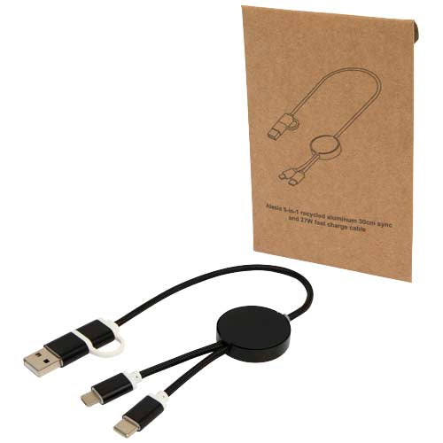 Cable 5 en 1 de aluminio y plástico reciclado de 30 cm para sincronización de datos y carga rápida de 27 W