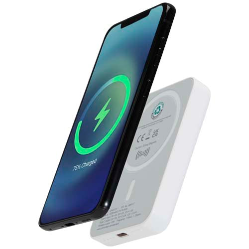 Batería externa inalámbrica magnética de 5000 mAh y 15 W con PD de 20 W fabricada con plástico reciclado