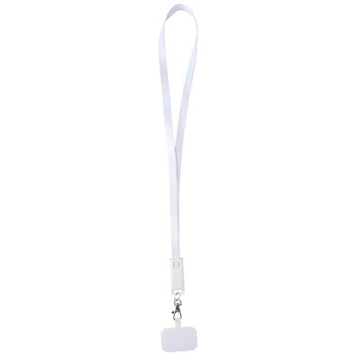 Lanyard de plástico reciclado para smartphone con sincronización de datos integrada y cable 5 en 1 de carga rápida de 65 W