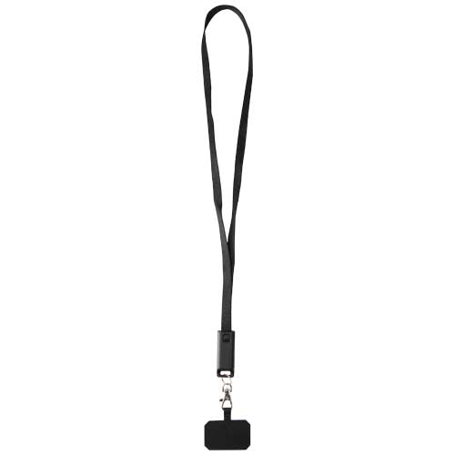 Lanyard de plástico reciclado para smartphone con sincronización de datos integrada y cable 5 en 1 de carga rápida de 65 W