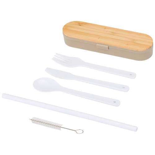 Set de cubiertos con tapa de bambú