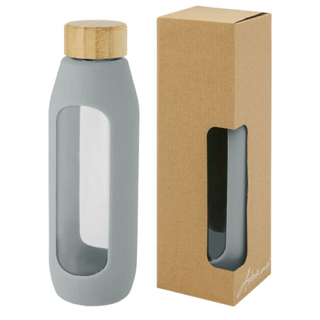 Botella de vidrio borosilicato con agarre de silicona de 600 ml "Tidan"