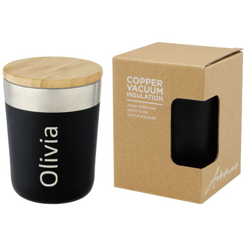 Vaso de 330 ml de acero inoxidable con aislamiento al vacío de cobre y tapa de bambú Lagan