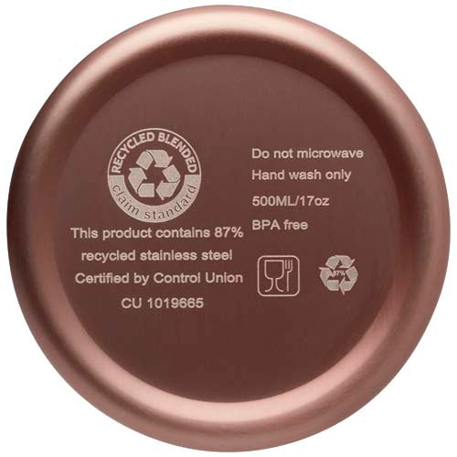 Bidón con aislamiento al vacío de 500 ml de cobre de acero inoxidable reciclado con certificación RCS Vasa