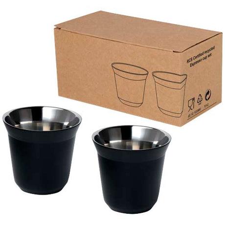 Juego de tazas para espresso de acero inoxidable de 80 ml con certificado RCS