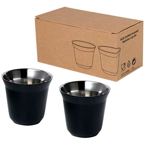 Juego de tazas para espresso de acero inoxidable de 80 ml con certificado RCS