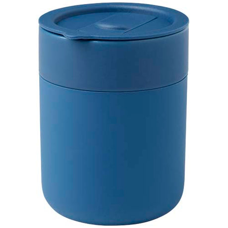 Vaso de cerámica de 330 ml con agarradero de silicona y tapa de plástico