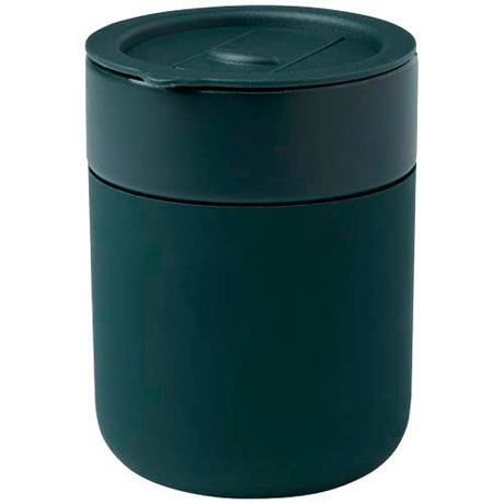 Vaso de cerámica de 330 ml con agarradero de silicona y tapa de plástico