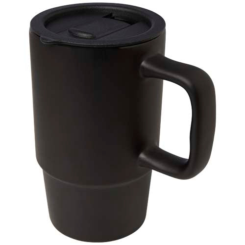 Taza de cerámica con tapa de plástico de 450 ml