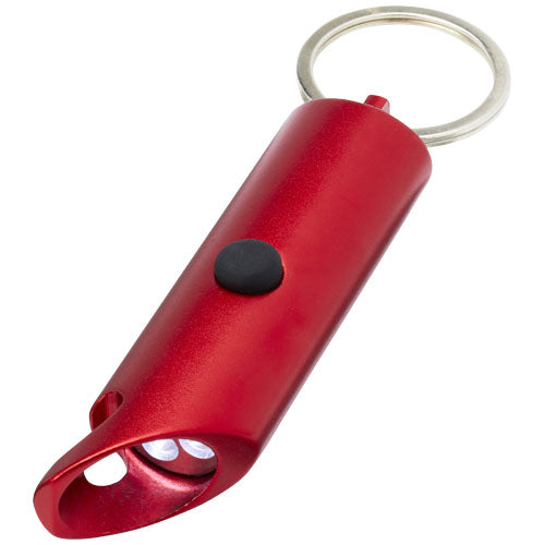 Luz LED IPX de aluminio reciclado y abrebotellas con llavero