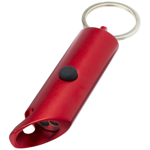 Luz LED IPX de aluminio reciclado y abrebotellas con llavero Flare
