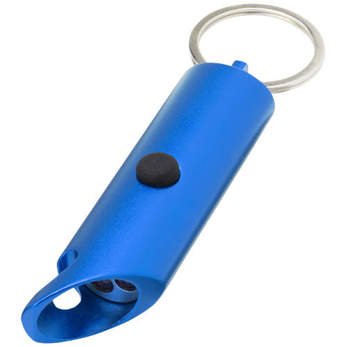 Luz LED IPX de aluminio reciclado y abrebotellas con llavero Flare