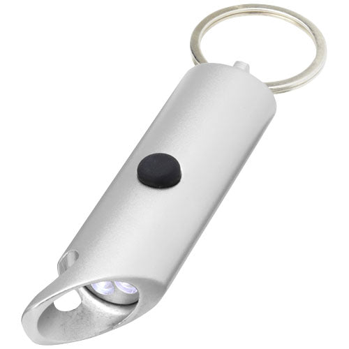 Luz LED IPX de aluminio reciclado y abrebotellas con llavero