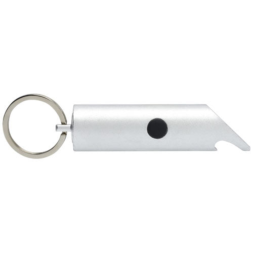 Luz LED IPX de aluminio reciclado y abrebotellas con llavero Flare