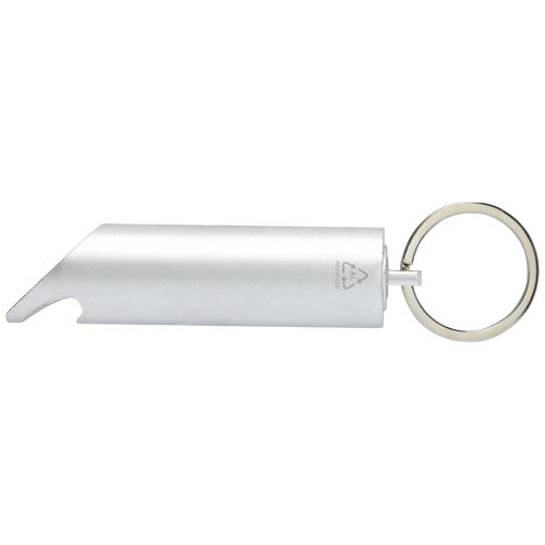 Luz LED IPX de aluminio reciclado y abrebotellas con llavero Flare