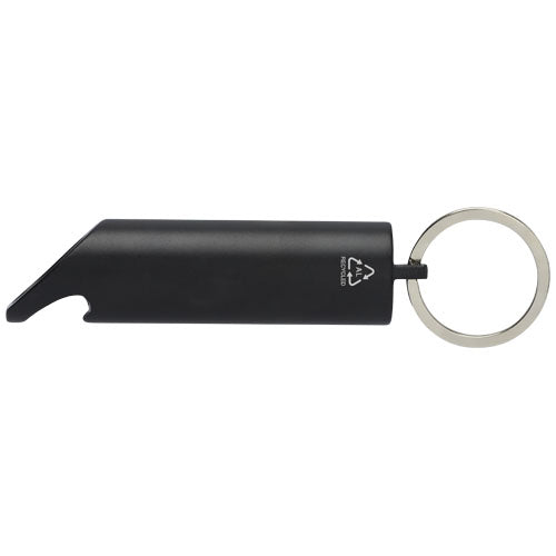 Luz LED IPX de aluminio reciclado y abrebotellas con llavero Flare