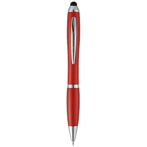 Bolígrafo con stylus con cuerpo y empuñadura del mismo color con acabados cromados “Nash”