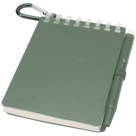 Set de libreta de tapa blanda y bolígrafo de exterior de material reciclado (tinta azul)