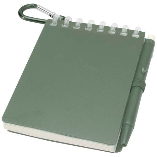Set de libreta de tapa blanda y bolígrafo de exterior de material reciclado (tinta azul)