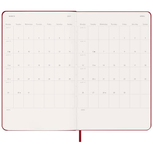 Planificador semanal L con tapa dura de 12 meses Moleskine