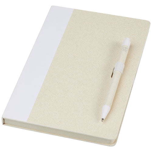 Set de libreta de referencia de tamaño A5 y bolígrafo fabricados con cartones de leche reciclados Dairy Dream