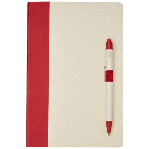 Set de libreta de referencia de tamaño A5 y bolígrafo fabricados con cartones de leche reciclados Dairy Dream