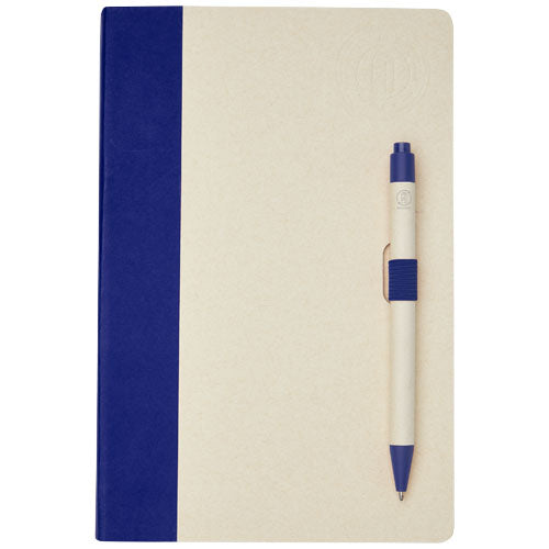 Set de libreta de referencia de tamaño A5 y bolígrafo fabricados con cartones de leche reciclados Dairy Dream