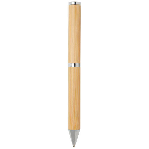 Set de regalo de bolígrafo y rollerball de bambú (tinta negra)