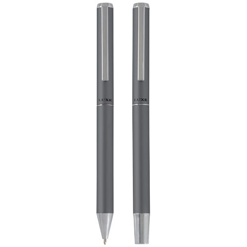 Set de regalo de bolígrafo y rollerball de aluminio reciclado Lucetto (tinta negra)