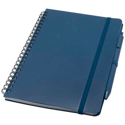 Libreta de tapa dura A5 de plástico procedente del océano con bolígrafo (tinta negra)