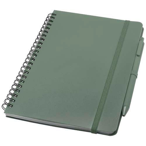 Libreta de tapa dura A5 de plástico procedente del océano con bolígrafo (tinta negra)