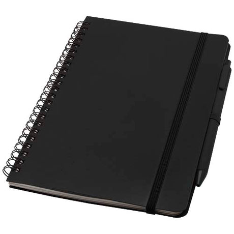 Libreta de tapa dura A5 de plástico procedente del océano con bolígrafo (tinta negra)