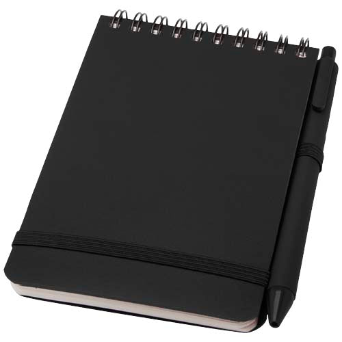 Libreta de tapa dura A6 de plástico procedente del océano con bolígrafo (tinta negra)