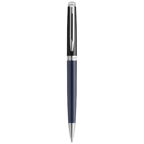 Bolígrafo con bloques color y ribete plateado (tinta azul)