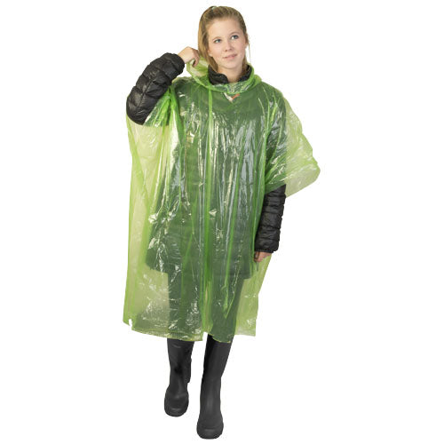 Poncho de lluvia desechable de material reciclado con bolsa de almacenamiento Mayan