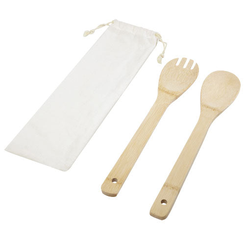 Cuchara y tenedor de bambú para ensalada "Endiv"