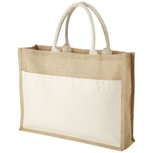 Bolsa Tote de yute con bolsillo