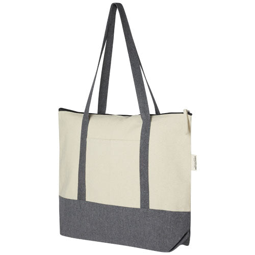 Bolsa Tote de algodón reciclado de 320 g/m² con cremallera de 10 l "Repose"